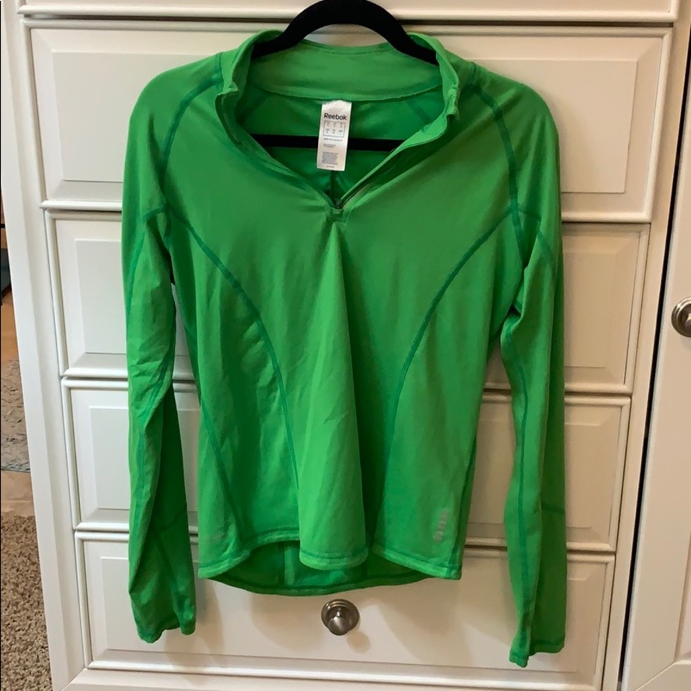 REEBOK green women’s long sleeve quarter zip